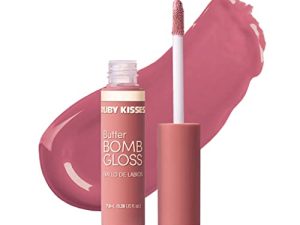 Ruby Kisses Lip Gloss Butter Bomb Gloss Non-Sticky Lip Gloss Vitamin E Natural Nude Lip Makeup - 7.8mL (0.26 US fl.oz) (Sublime)