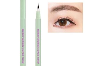 Antique Alive Merry Monde Multicolor Super Slim Long Lasting Eyeliner Vegan Easy Ultra-Fine Felt Tip Pen Liquid Korean K Beauty Waterproof Mechanical Eye Liner Makeup (Dark Brown)