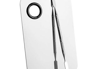 Professional Pro Stainless Steel Makeup Palette Cosmetic Palette with Spatula Tool Makeup Art Tool For Nail Art Eye Shadow Eyelash Makeup Professional Pigment Blending(6 x 4 Inch Sliver)