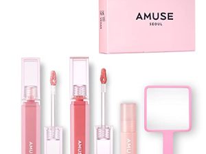 Amuse OFFICIAL DEW TINT Red Velvet Seulgi Korean Cosmetic Makeup Lip Tint Holiday Set Lip Stain Glossy + RV Seulgi Photo Card Vegan Cruelty-Free Long Lasting Color Payoff (Gift set)