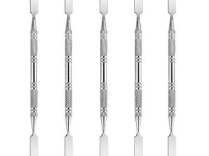 Wismee 5Pcs Makeup Spatula tool metal Set Professional Beauty Stainless Steel Cosmetics Mixer Long Metal Spatula Depotting Mixing Tool (#2)