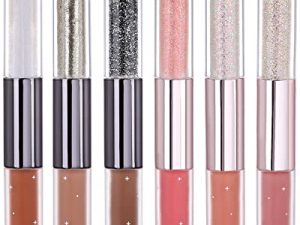Long Lasting Glitter Matte 2 in 1 Liquid Eye shadow Kit – 6 Pcs High Pigmented Velvet Cream Shimmer Liquid Eyeliner Eyeshadow Stick
