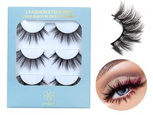 DYSILK 3 Pairs 6D Eyelashes Faux Mink False Eyelashes Natural Look Wispy Extension Fake Eyelashes Makeup Long Handmade EyeLashes Fluffy Soft Reusable Lashes Black
