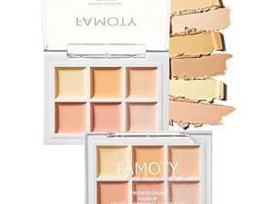 Waterproof Natural Ivory Face Concealer Highlight Contour Palette for Light Medium Skin.Demi Beige Color Correct Cream Foundation Palet for Under Eye Dark Circles Makeup Plate
