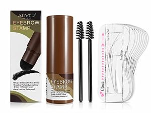 Eyebrow Stamp Stencil Kit - Adjustable Professional Waterproof Long Lasting Buildable Eyebrow Powder Stamp Makeup Tools with 10 Styles Reusable Eyebrow Stencils