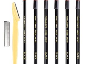 6 Piece Black Colour Waterproof Eyebrows Pencil Tattoo Makeup And Microblading Supplies Kit-Permanent Eye Brow Liners In Waterproof Eyebrow Pencils Peel - Brow Pencil Set For Marking