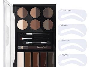 MAEPEOR Eye Brow Kit 25 Piece Eyebrow Makeup Palette Set 12 Colors Waterproof Eyebrow Powder 5 Eyebrow Gels 4 Eyebrow Stencils 3 Brushes 1 Eyebrow Pencil for Novice and Professional (25 Piece Set)
