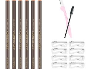 Ownest 6 Pcs Pull Cord Peel-off Eyebrow Pencil Tattoo Makeup and Microblading Supplies Set for Marking