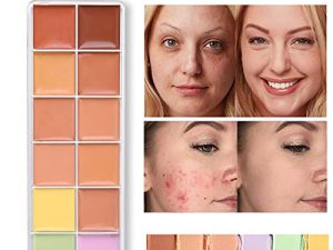 MAEPEOR Color Correcting Concealer Palette 12 Colors Creamy Contour Palette Full Coverage Lightweight Concealer Contour Makeup Palette for Concealing Blemishes
