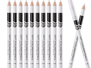 MEICOLY 12 Packs White Eyeliner Pencil Smooth Waterproof Long Lasting Highlight Silkworm Eye Liner Pen Brighten Eyebrow Makeup