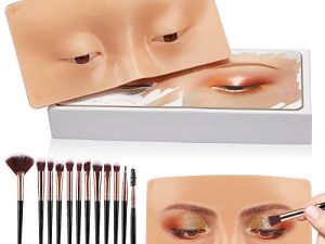 Makeup Practice Board with 12 Makeup Brushes