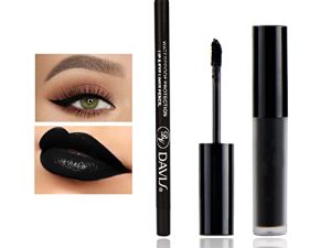 CAHIUYOA Black Matte Lipstick Lip Liner Set