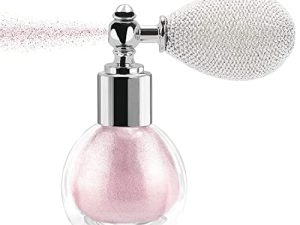 MAEPEOR Highlighter Powder Spray 5 Colors Glitter High Gloss Spray Shimmer Sparkle Powder Makeup Spray for Face Body Hair Cosmetic (03 Nude Pink)