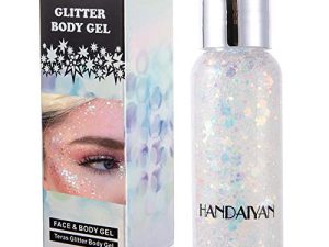 GL-Turelifes Mermaid Sequins Chunky Glitter Liquid Eyeshadow Glitter Body Gel Festival Glitter Cosmetic Face Hair Nails Makeup Long Lasting Sparkling 30g (#09 White)