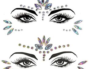 Mermaid Face Gems Stick Jewels for Women Cosplay Mermaid Halloween Club Costume Face Gems Sticker on Rave Party Gift for Kids Costume Temporary Tattoos Festival Outfit