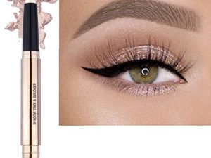 Daeuwiutr Cream Eyeshadow Stick 2 in 1 Shimmer Eyeshadow Pencil?Hypoallergenic Waterproof Long Lasting Eye Shadow Highlighter Stick Multi-Dimensional Eyes Look (Cream shimmer 02#)
