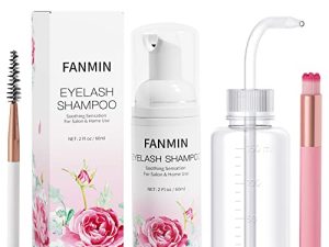 FANMIN Eyelash Extension Cleanser 60ml +2 Brushes+ Rinse Bottle Eyelid Foaming Cleanser