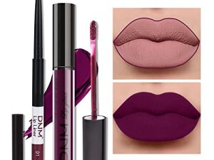 2pcs Matte Dark Purple Lip Liner and Lipstick Makeup Set