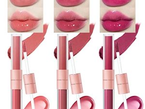 NewBang 6 Colors Lipgloss Matte & Shimmer Finish 2in1 Lip Stain Tint Dual Ended Plumping Lipstick Hydrating Waterlight Glossy Lip Gloss Matte Lipgloss High Pigmented Red Lipgloss Makeup Set for Women