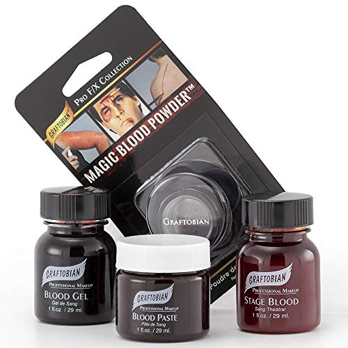 Graftobian Blood Sampler Set Makeup Kit - with 4 FX Bloods - Blood Gel Graftobian Blood Sampler Set Makeup Kit - with 4 FX Bloods - Blood Gel