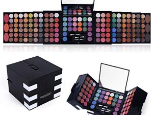 All In One Makeup Kit 142 Ultimate Colors Matte Shimmer Eyeshadow Palette Colorful Gifts For Women 3 blush 3 Sponge Brushs 3 Eyebrow Powder Professional Cosmetics Fashion Women Makeup Case Full Make Up Eye Shadow Palette Primer Set Present