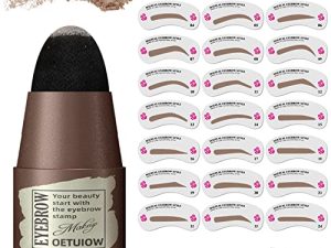 Eyebrow Stamp and Eyebrow Stencil Kit - 1 Step Eyebrow Makeup Brow Stamp Shaping Kit with 24 Reusable Eyebrow Stencils