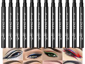 12Pcs Colors Matte Waterproof Colored Liquid Eyeliner Colorful Set Rainbow Colorful Neon Winged Eyeliner Stamp Shapes delineador de ojos de colores