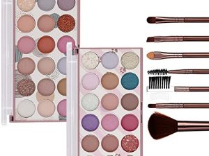 MISS ROSE M 2Pcs Eyeshadow Palette +7 Pcs Cosmetic brush ,Makeup Kit Set For Women