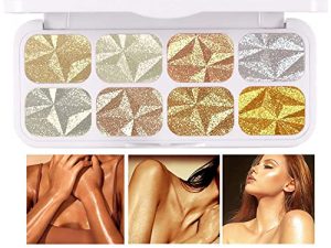 Shimmering Body Highlighter Makeup Palette Glitter Face Highlight Contouring Makeup Palette Smooth Glitter Powder Nose Eye Contour Palettes Glow Illuminator for Face & Body Women Cosmetics(Multicolor)