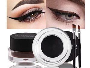 2 in 1 Black and Brown Gel Eyeliner and Eyebrow Cream Set Water Proof