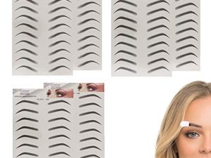 6 Sheets Eyebrow Tattoo Stickers 6D Realistic Stick-On Eyebrow Stencil Shape Waterproof Transfer Eyebrow Decal Quick Makeup Tool (Black)