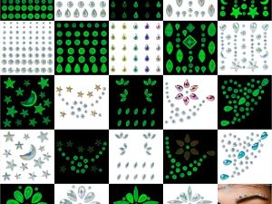 12Sets Noctilucent Face Jewels-Luminous Face Gems- Halloween Fluorescent Rhinestone Stickers Eye Body Euphoria Makeup Jewelry Glow in the Dark for Carnival Rave Festival Accessory Nail Art Decorations