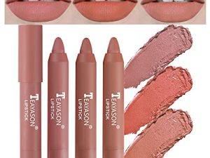 3 Colors Waterproof Crayon Matt Nude Lip Stick Pack Set.Longwear Nourish Matte Finish Lipsticks Collection.Ultimate Moisture Color Stick Lip Crayon Lip Gloss Lip Stain for Buildable Color Lip Liner Lip Pen Lip Primer Lip Makeup B