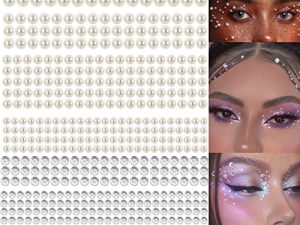 4368 PCS Self Adhesive White Pearl Stickers Clear Rhinestones Stickers