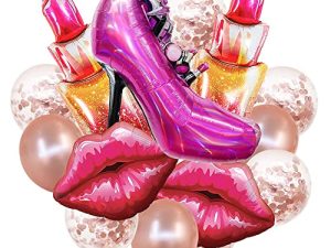 CYMYLAR 15Pcs Makeup Party Decoration Supplies 32inch High Heels Balloons
