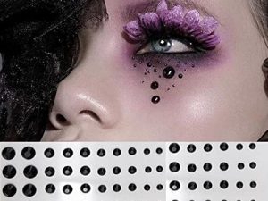 Black Rhinestone Stickers Self Adhesive Face Gems Stick on Body Jewels Eye Bling Jewels Decal Crystal Hair Diamonds for Makeup Rave Accessories Embellishments for Crafts for Women and Girls 2Pcs