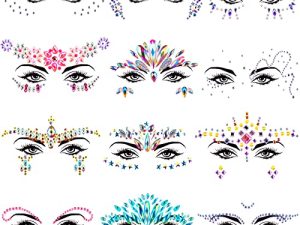 SIQUK 12 Sets Mermaid Face Jewels Adhesive Face Gems Rhinestone Face Stickers Crystal Tears Gems Stones Stick on Rhinstones Face Jewel for Makeup Festival Rave Party