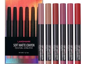 LANGMANNI 6 PCS Matte Lipstick Pencil Makeup Set