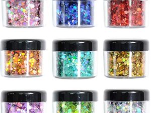 Body Glitter Wenida 9 Colors 190g Holographic Cosmetic Festival Makeup Chunky Powder for Nail Hair Eye Face