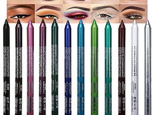 12Pcs Green Blue Brown White Colored Gel Glitter Eyeliner Pencils Pen Set Multicolor lapiz delineadores de colores para ojos contra el agua