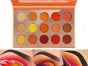 DE'LANCI Orange Eyeshadow Palette Fall Makeup Matte Shimmer Pressed Glitter Eye shadow 15 Warm Color Shadows Sunset Makeup Palette Nature Tone Eye-catching Chili Pallete