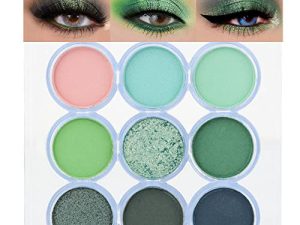 SUAKE 9 Colors Shimmer Matte Eyeshadow Palette.Waterproof Colorpop Light to Dark Green Eye shadow Paleta.Highly Pigmented Glitter Eyeshadow Makeup Palet.Forest Grass Olive Tea Green Moss Green Powder