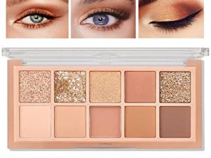 10 Colors Matte Nude Shimmer Eye Makeup Palette with Professional Double Head Eyeshadow Brush