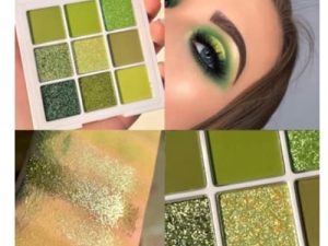 MAEPEOR Olive Green Eyeshadow Palette 9 Colors Stunning Matte Glitter Eyeshadow Palette Longlasting Waterproof Shimmer Eye Shadow for Girls and Women (Set 2