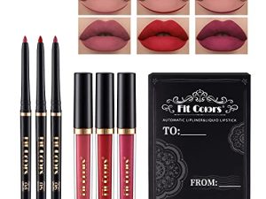 SUMEITANG 6Pcs Lip Liner and Lipstick Makeup Set