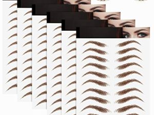 6 Sheets 3D Hair-Like Authentic Eyebrows Eyebrow Transfer Stickers Waterproof Eyebrow Tattoo Stickers Eyebrow Grooming Shaping Makeup Accessories (High Arch Eyebrow)