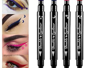 evpct 4 in 1 Stars Flowers Hearts Moon Face Stamps Eyeliner Makeup Set