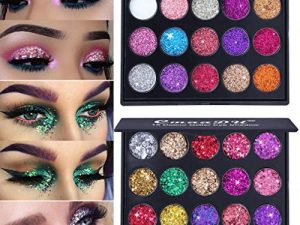 MEICOLY Glitter Eyeshadow Palette 30 Colors Pressed Pigmented Mineral Ultra Shimmer Sequined Palette Self Adhesive Eye Shadow Long Lasting 3.94X3.07 Inch/pack