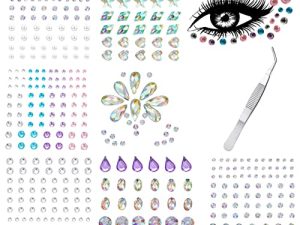 PLOMFOV Face Jewels for Glitter Makeup for Women Face Gems Stick On Rhinestones for Eyes Self-Adhesive Rhinestone Sticker Makeup Rhinestones for Makeup Face Gems Set A