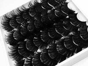 AMSDCN NEW 18pair Fluffy Lashes Mink Hair False Eyelashes 20mm-25mm 3d Lashes Dramatic Long Messy Natural Lashes Makeup Mink Eyelashes (MA03)